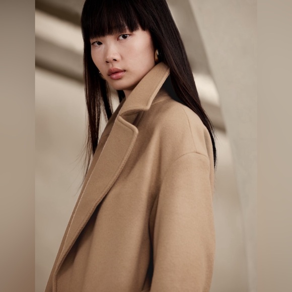 BANANA REPUBLIC OVERSIZED WOOL-CASHMERE WRAP COAT - Picture 11 of 13